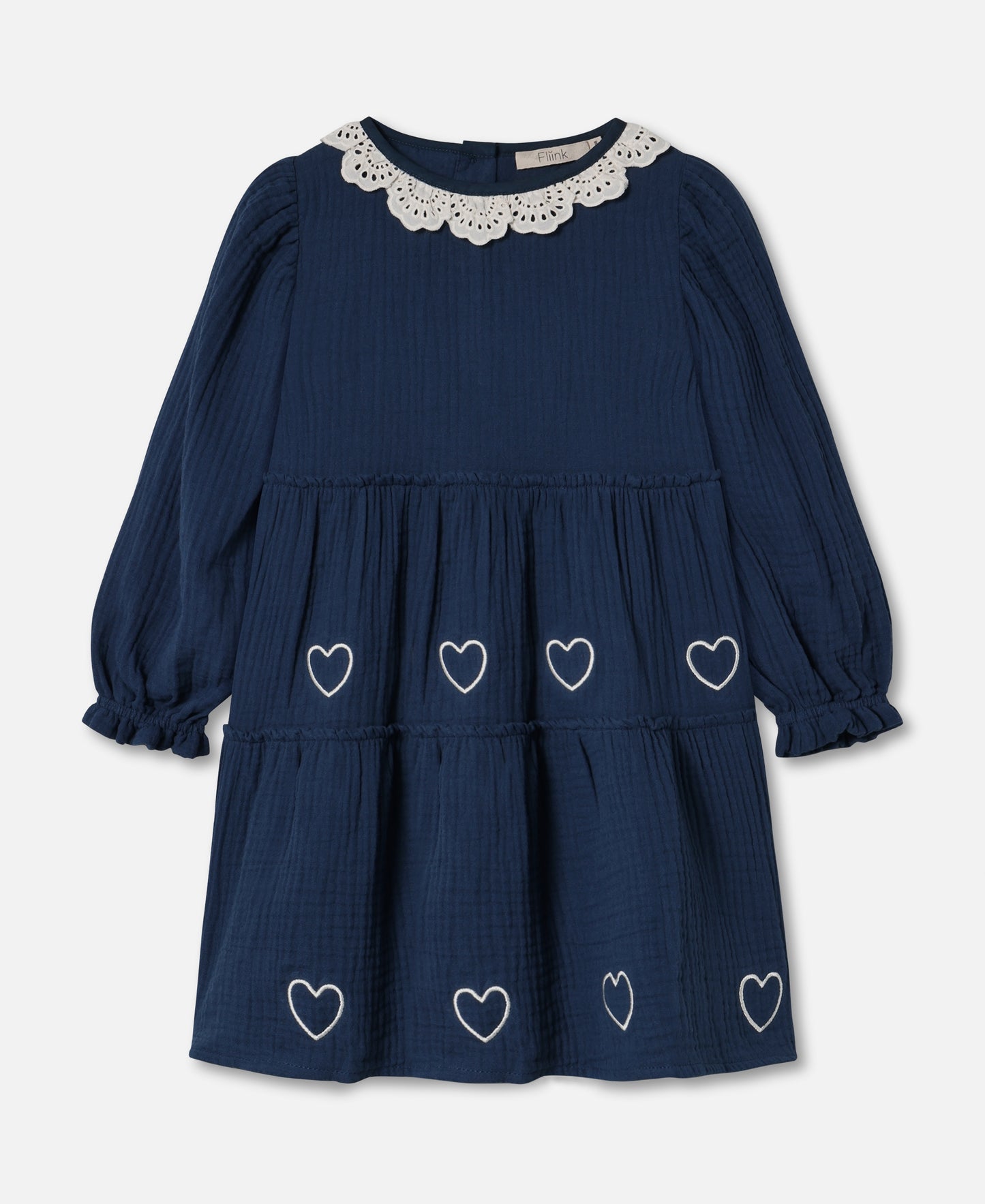 FLIINK ELMO HEART LS DRESS DRESS INSIGNIA BLUE / SANDSHELL