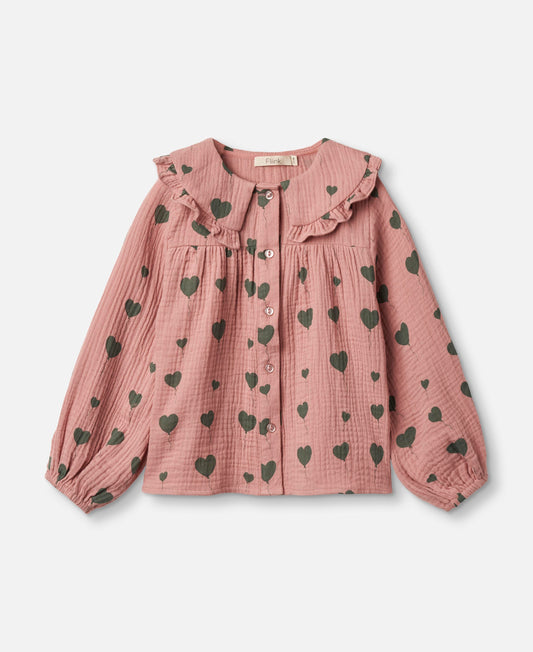 FLIINK LOVE LS BLOUSE BLOUSE ASH ROSE AOP